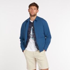 Barbour  Saltburn seersucker cotton zip shirt jacket ensign blue xxl